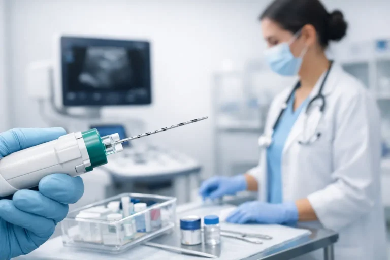 Cómo usar una aguja compatible Magnum en biopsia